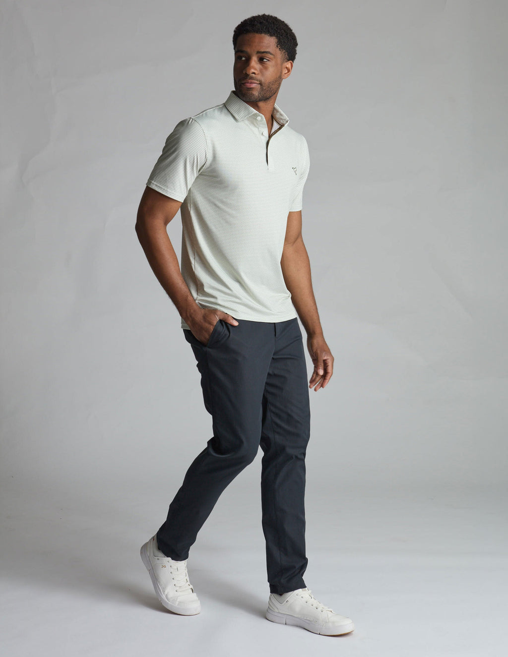 NoFlop Golf Polo - Oatmeal Bowtie (The Jon Daily)