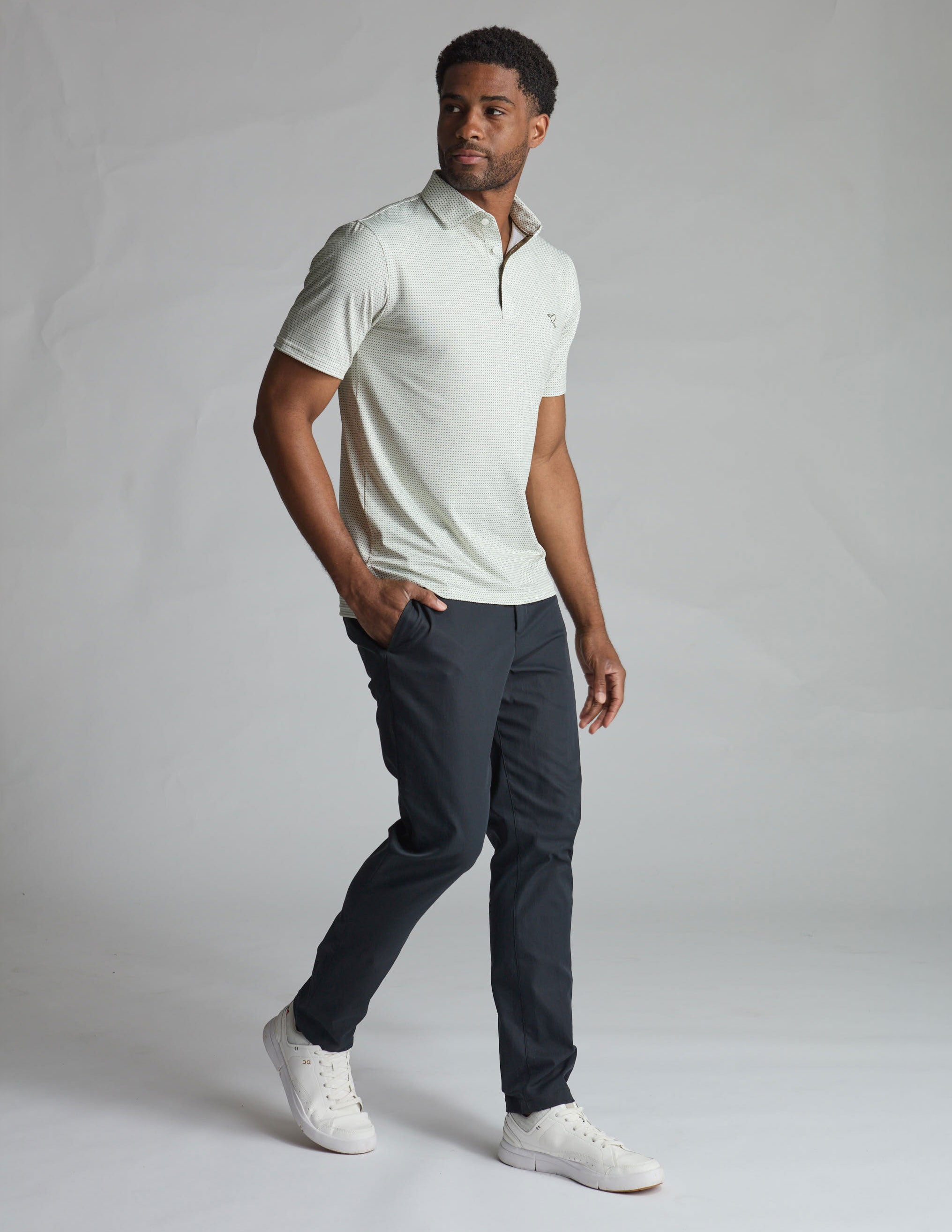 NoFlop Golf Polo - Oatmeal Bowtie (The Jon Daily)