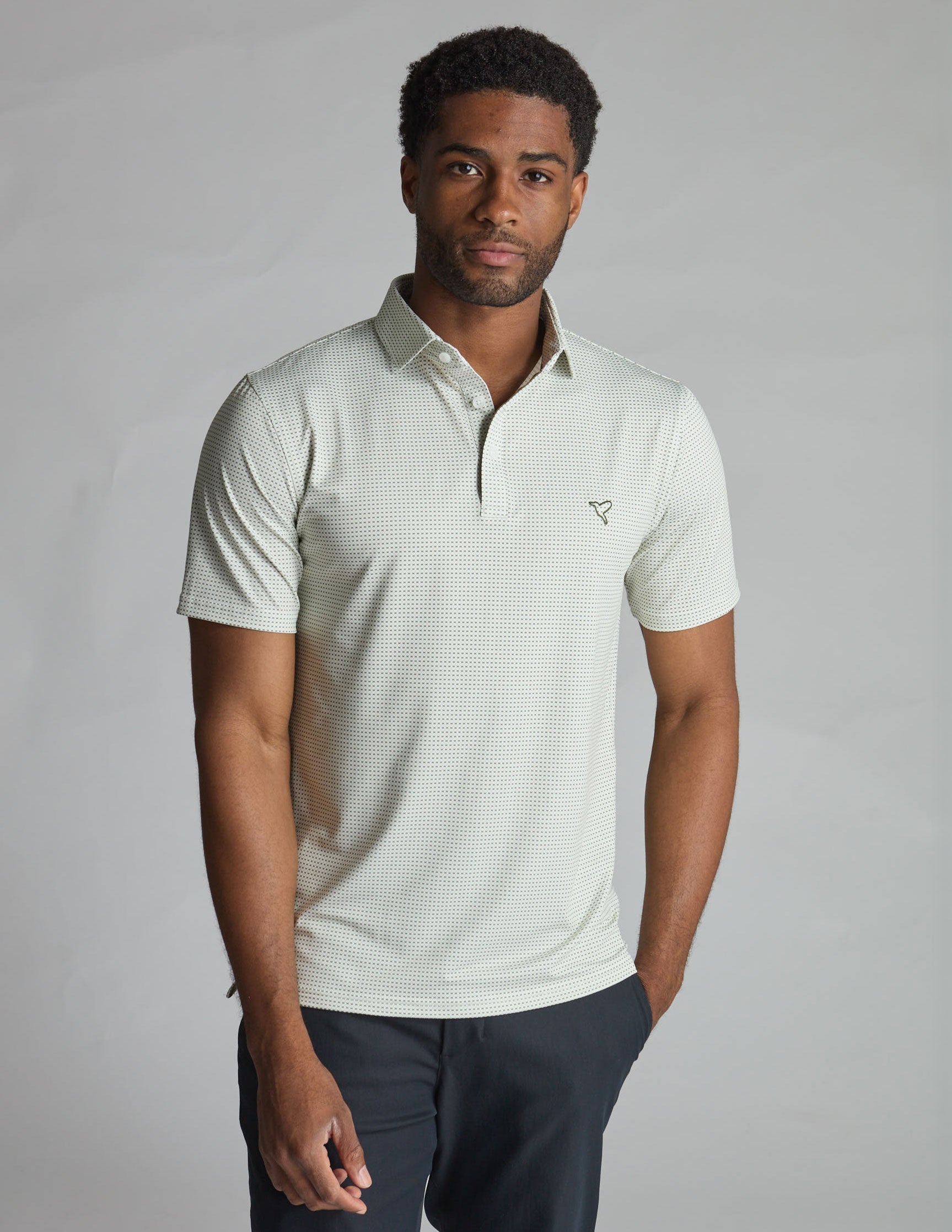 NoFlop Golf Polo - Oatmeal Bowtie (The Jon Daily)