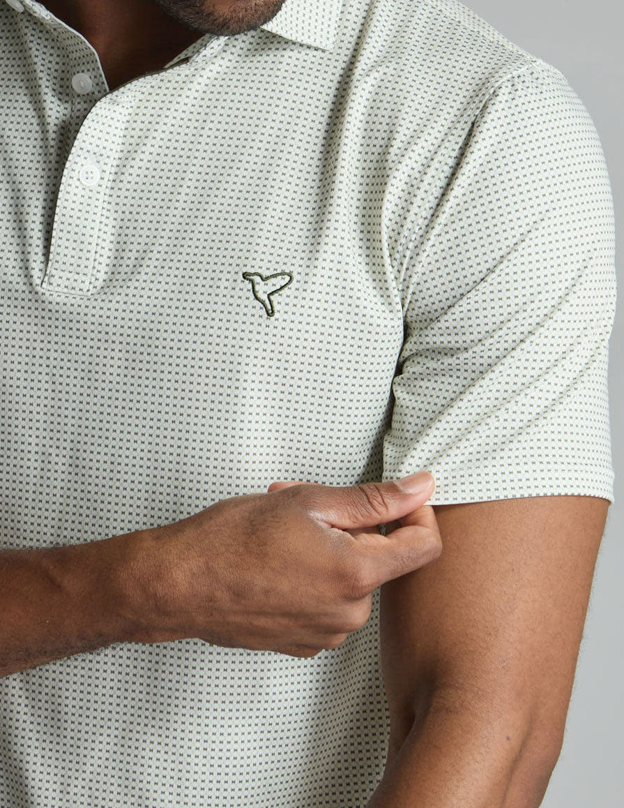NoFlop Golf Polo - Oatmeal Bowtie (The Jon Daily)