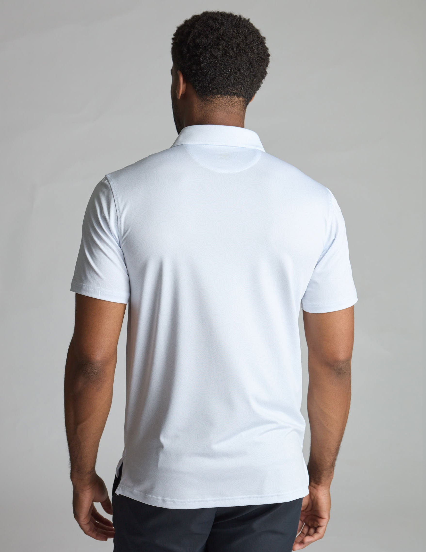 NoFlop Golf Polo - White &amp; Green Topo (The Arnold Palm Squeezer)