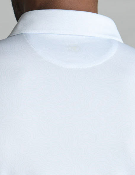 NoFlop Golf Polo - White &amp; Green Topo (The Arnold Palm Squeezer)