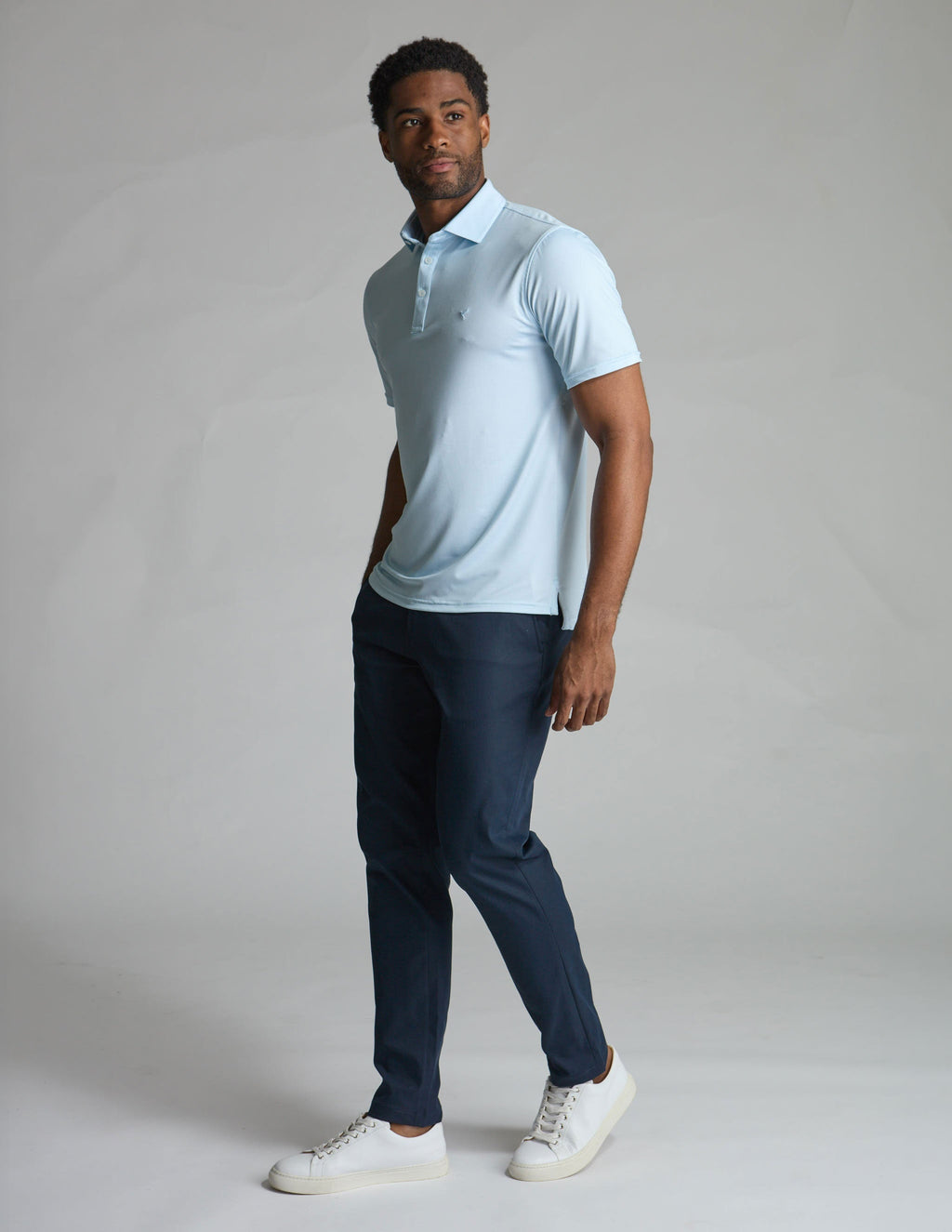 NoFlop Golf Polo - Light Blue Topo (Talk Birdie To Me)