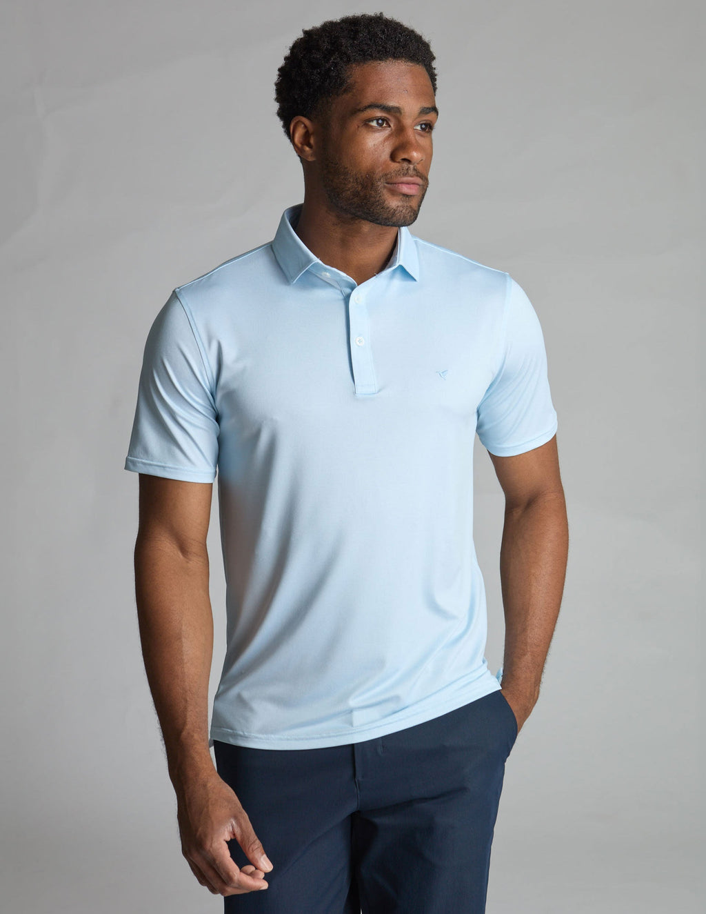 NoFlop Golf Polo - Light Blue Topo (Talk Birdie To Me)