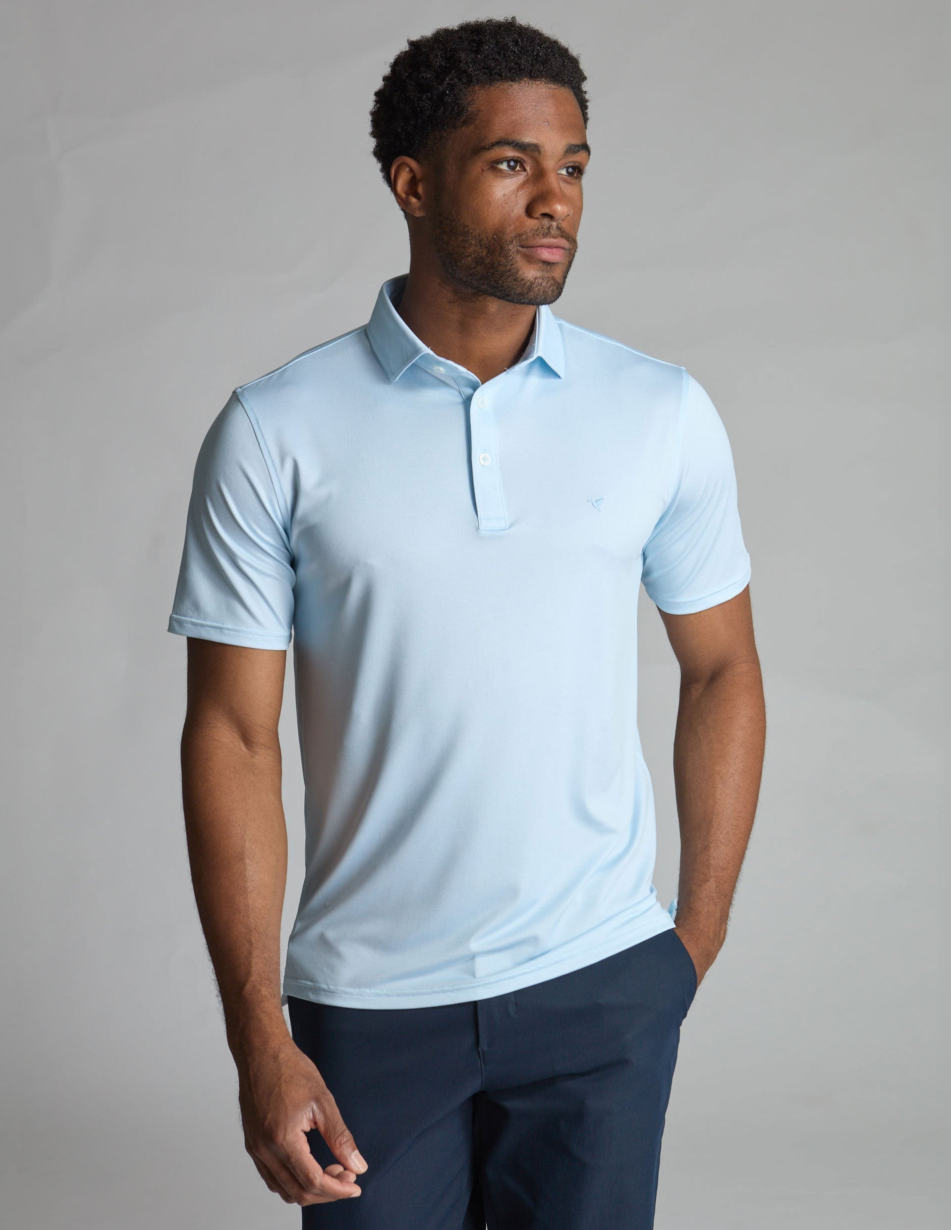 NoFlop Golf Polo - Light Blue Topo (Talk Birdie To Me)