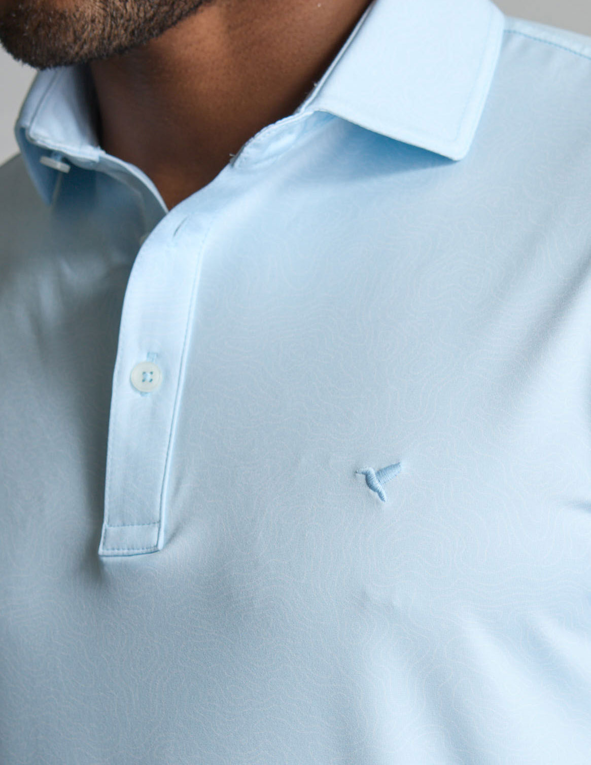 NoFlop Golf Polo - Light Blue Topo (Talk Birdie To Me)