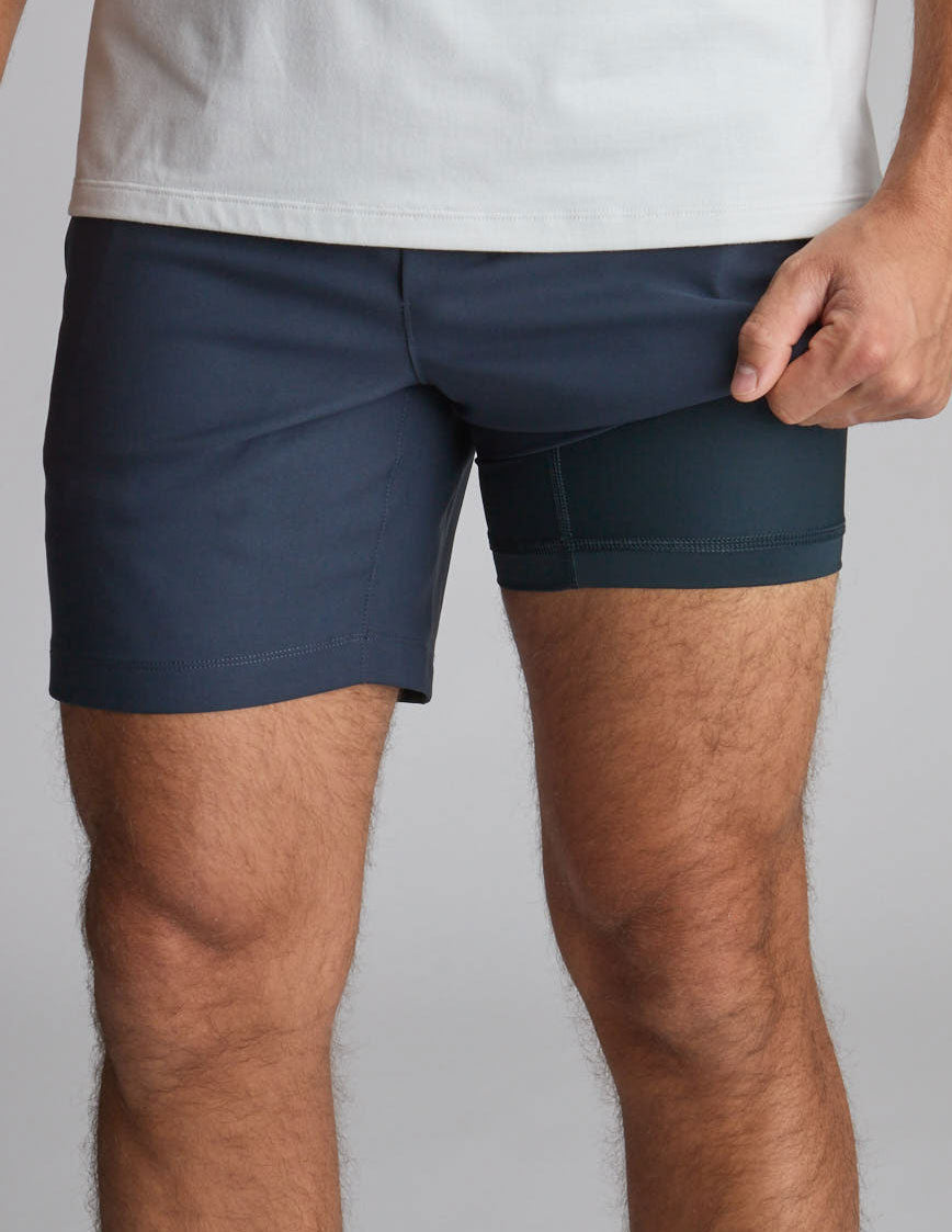 3 in 1 Khaki Shorts - Navy &amp; Royal Ferns (Osmunda the Greats)