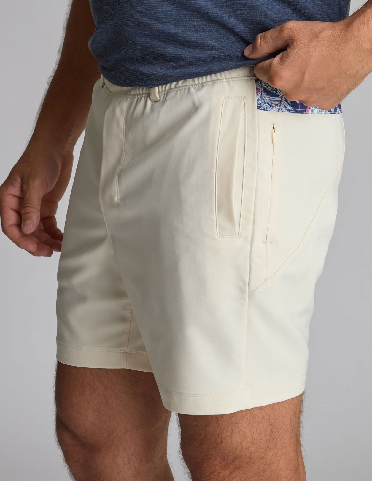 3 in 1 Khaki Shorts - Dublin Stone &amp; Royal Ferns (Tight Lotus)