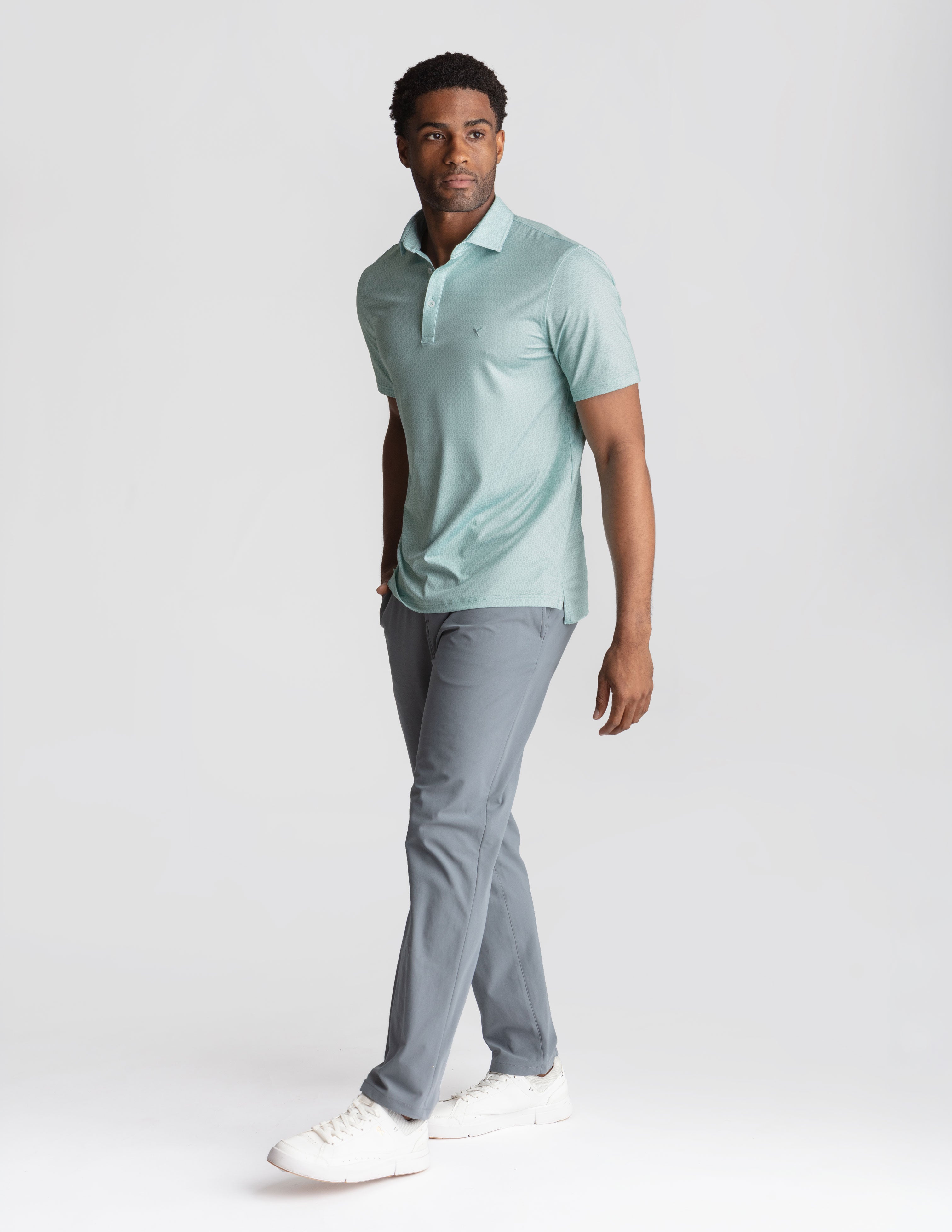 NoFlop Golf Polo - Green Wave (The 18th &amp; Aperol)
