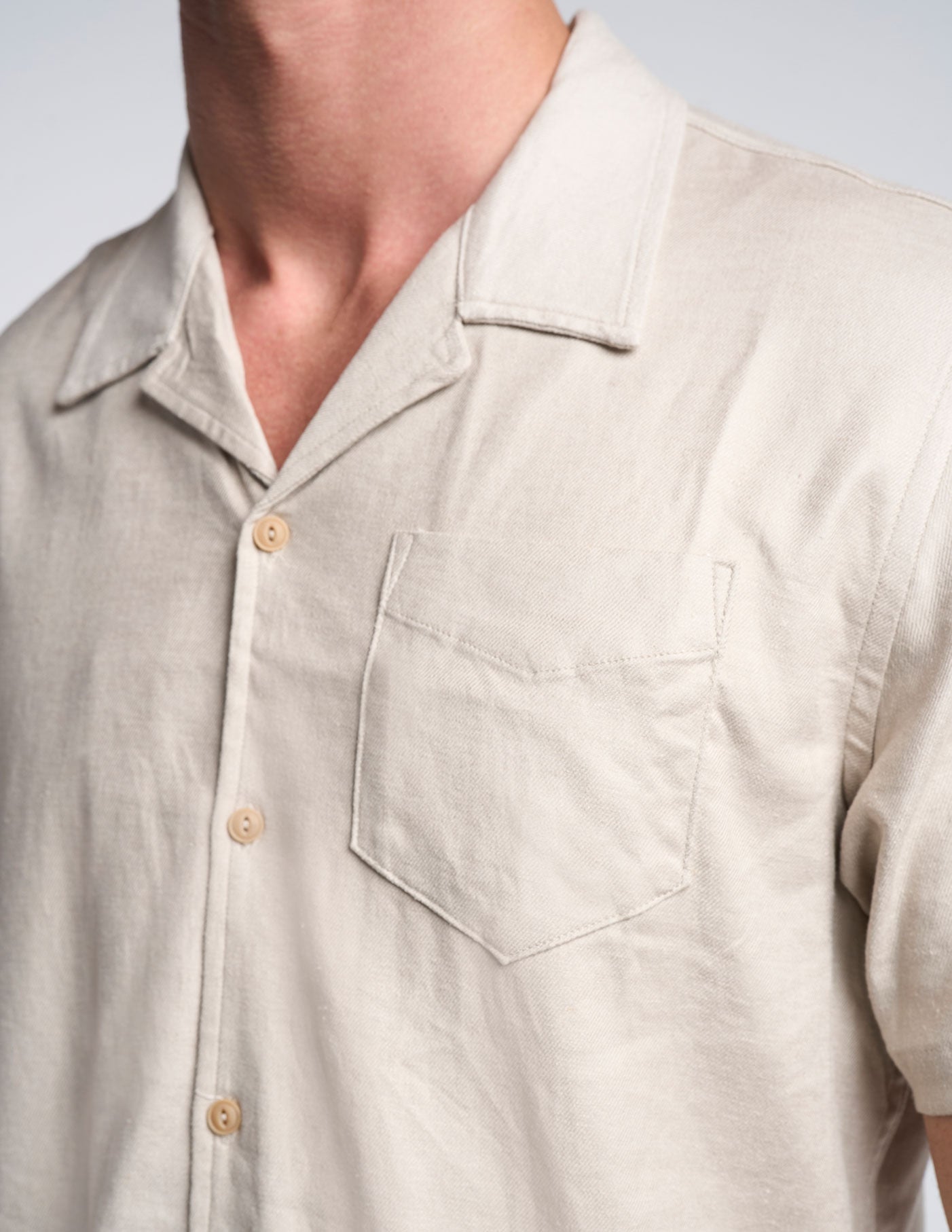 Tech Linen Camp Collar - Beige (The Shoreline)