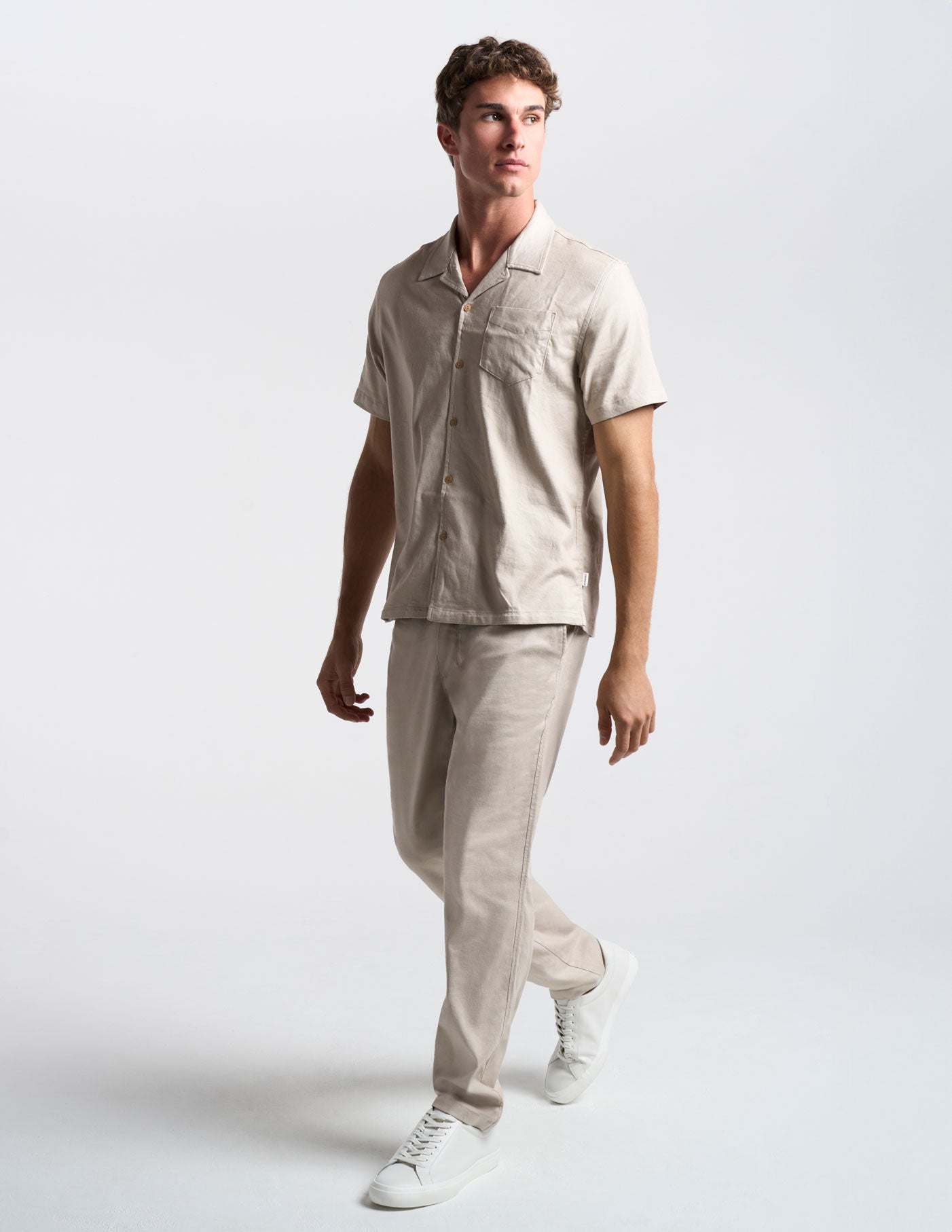 Tech Linen Camp Collar - Beige (The Shoreline)