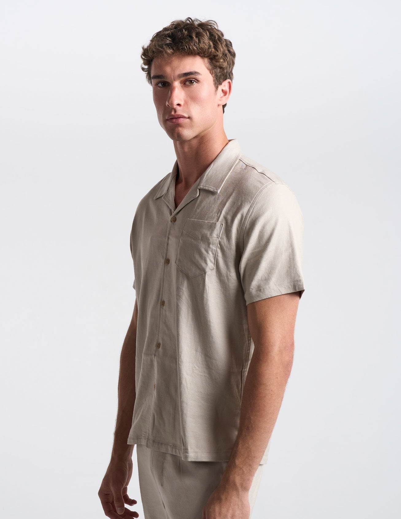 Tech Linen Camp Collar - Beige (The Shoreline)