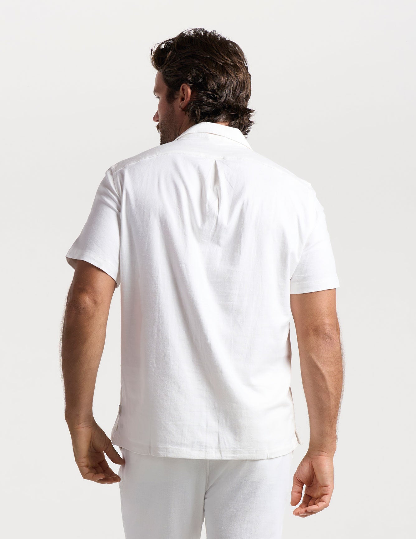 Tech Linen Camp Collar - White (The Slow Burn)