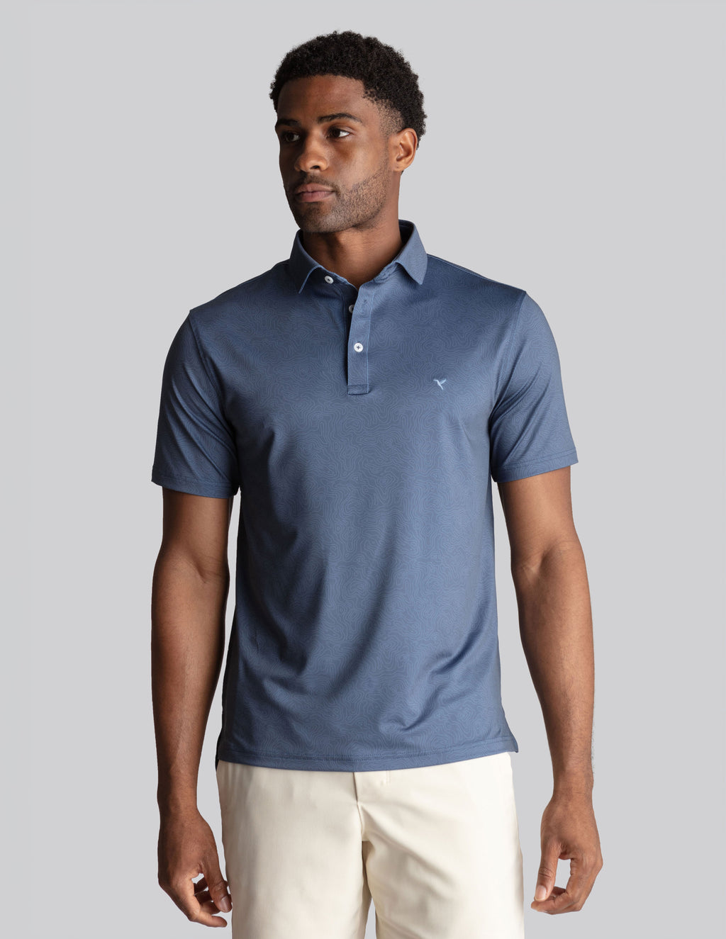 NoFlop Golf Polo - Navy Topo (The Tee &amp; Tea King)