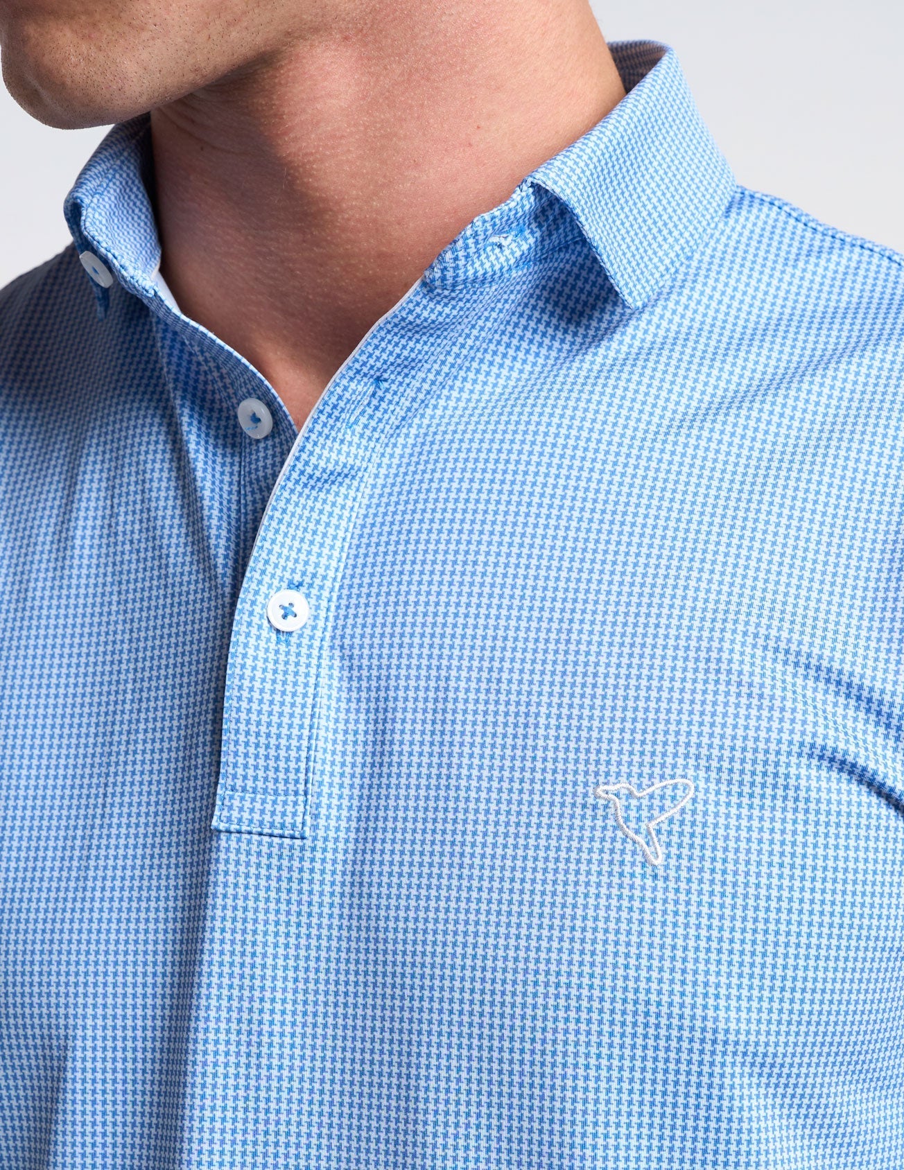 NoFlop Golf Polo - Blue Houndstooth (The Diplomat)