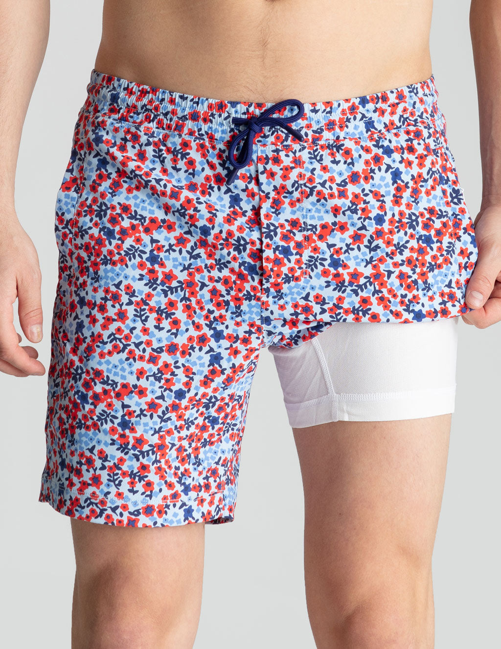 Swim Shorts - Blue &amp; Red Flower (Yachtstock '77)