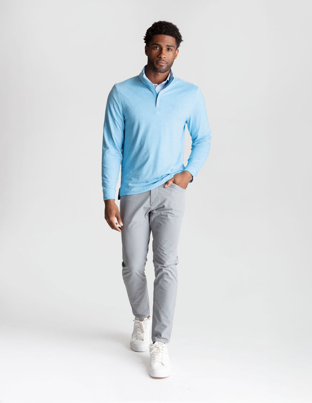Quarter Zip - Light Blue Heather (The Roadie)