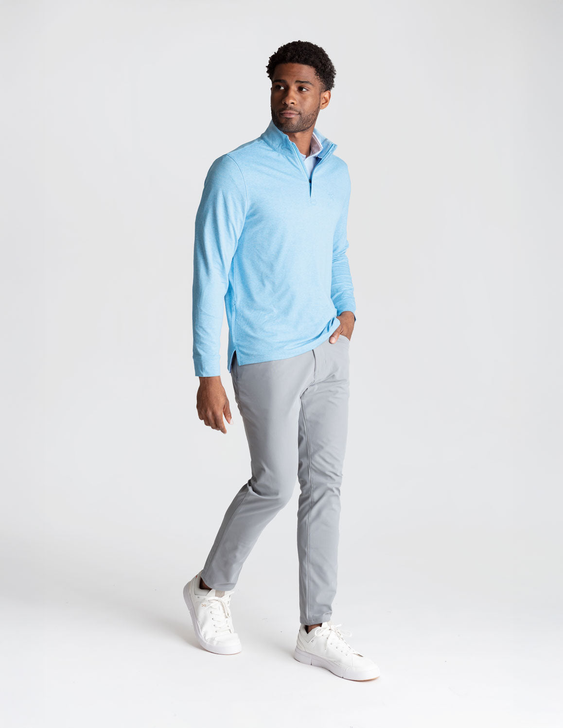 Quarter Zip - Light Blue Heather (The Roadie)