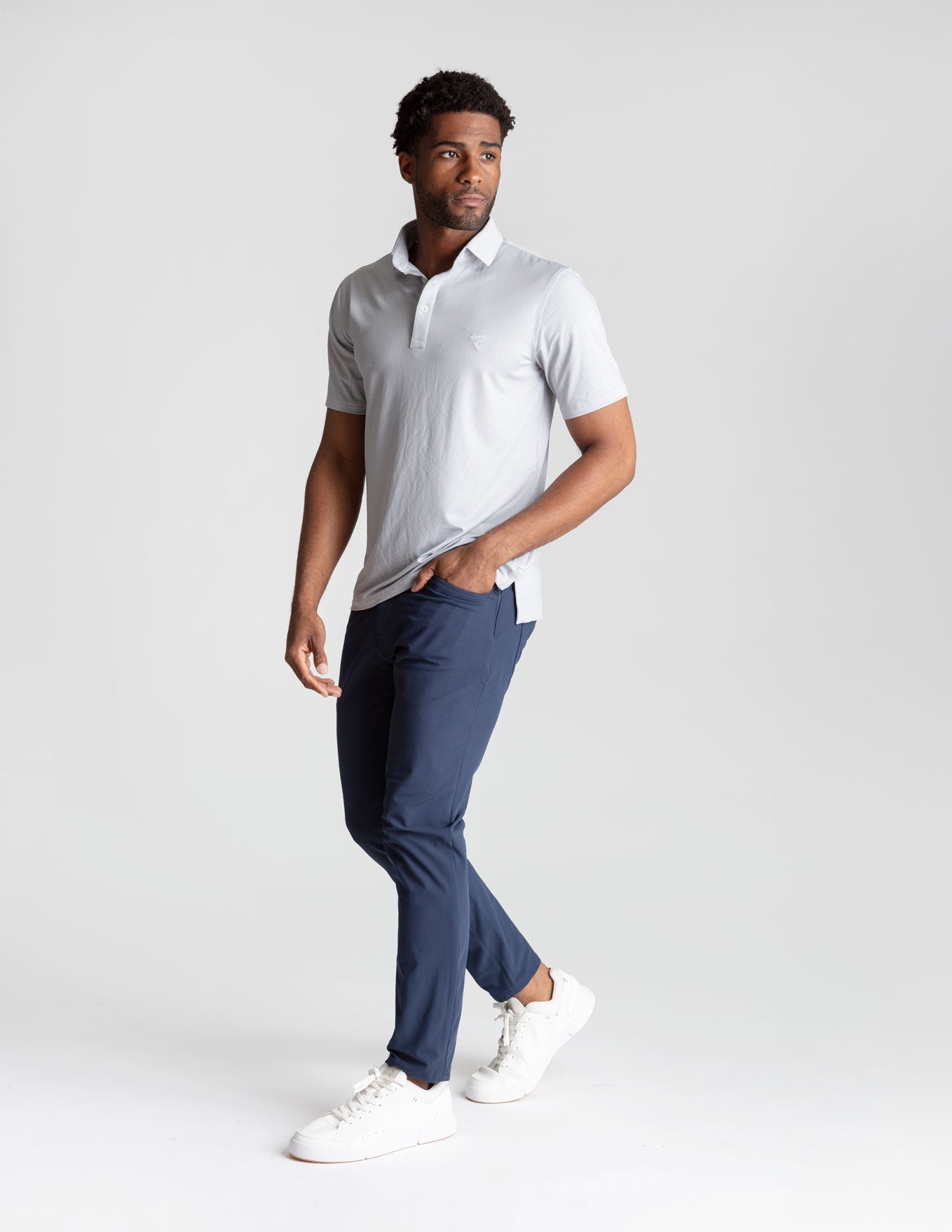 NoFlop Golf Polo - Gray Bowtie (The Clubhouse Fixture)